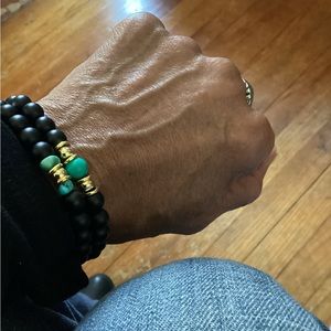 Men’s Black Agate Turquoise Bracelet Set 🖤